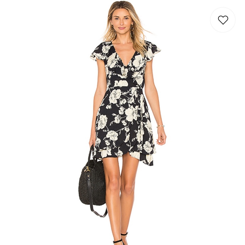 NWT FREE PEOPLE FRENCH QUARTER V-NECK FLORAL WRAP RUFFLE DRESS Boho Cottagecore